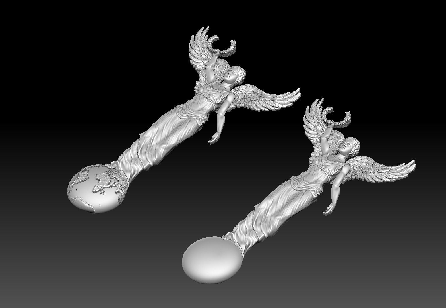 Winged Victory nike CNC relief 3D print model_9