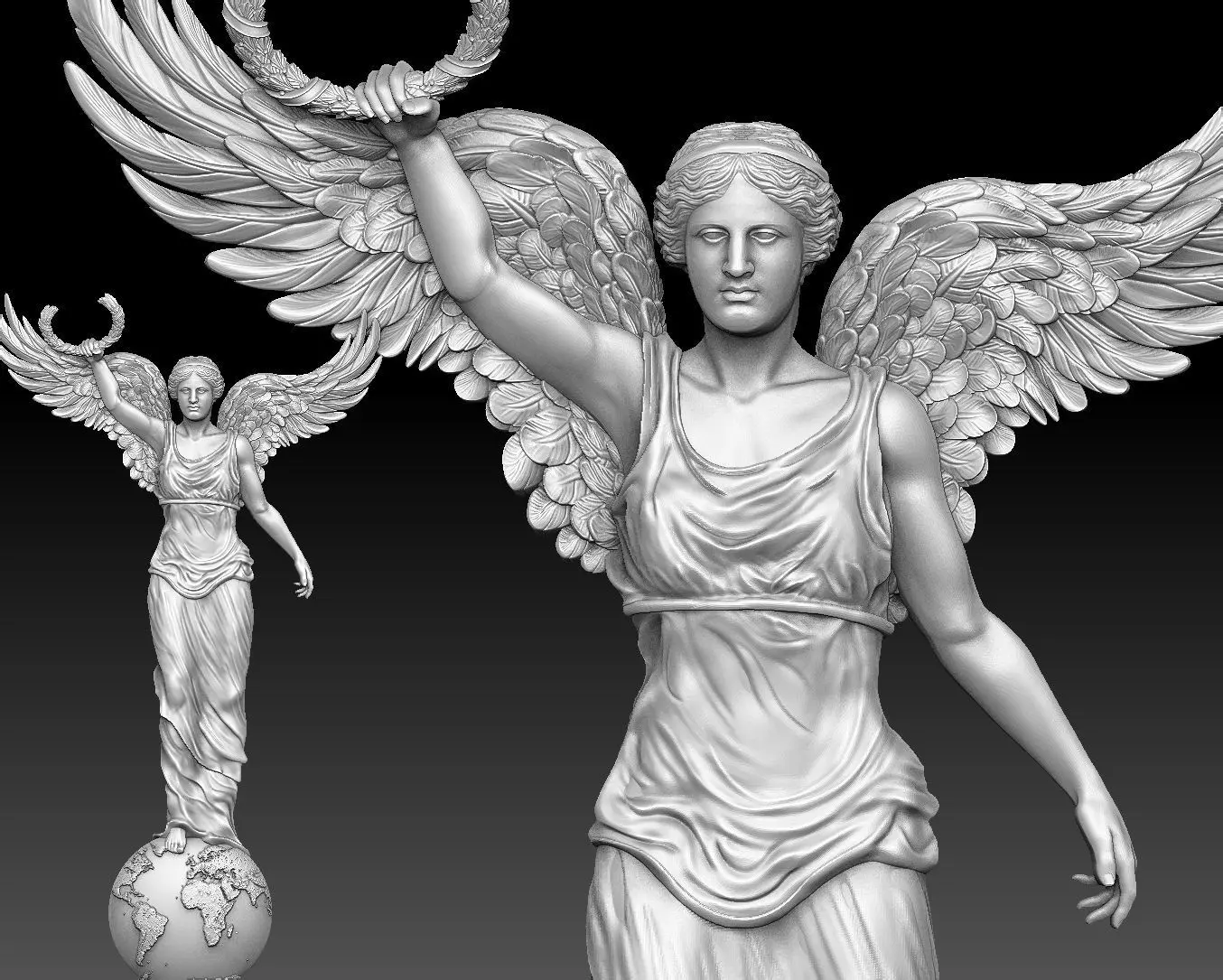 Winged Victory nike CNC relief 3D print model_0