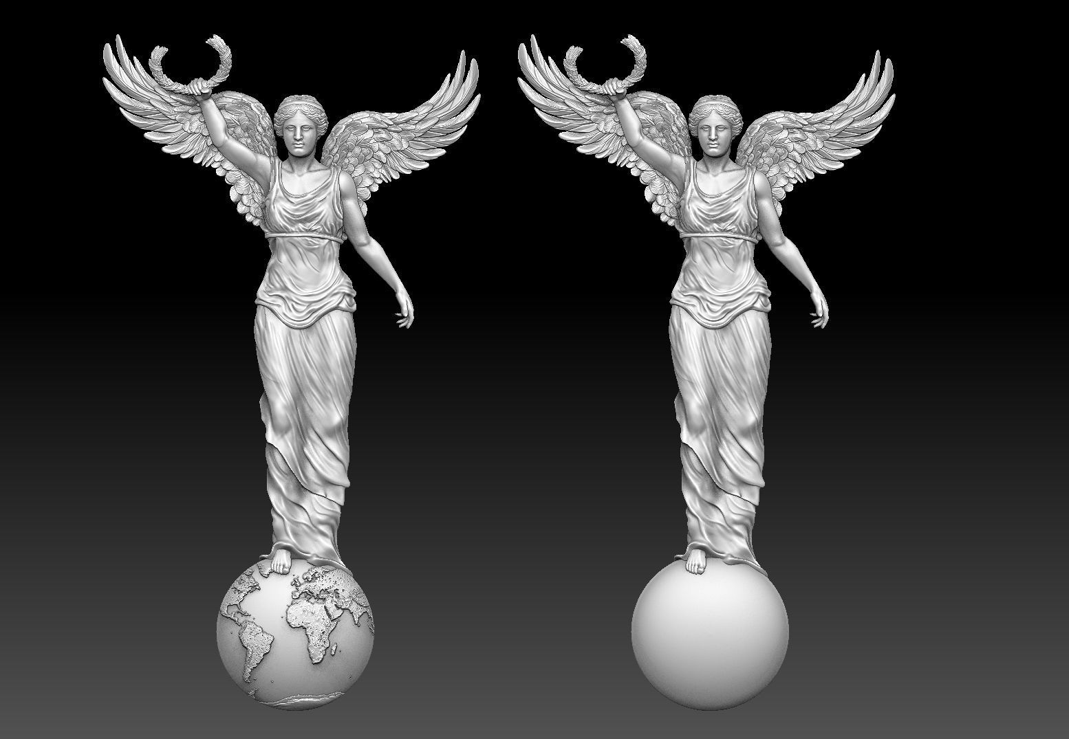 Winged Victory nike CNC relief 3D print model_7