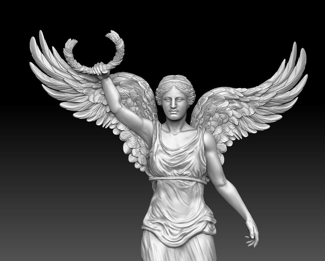 Winged Victory nike CNC relief 3D print model_4