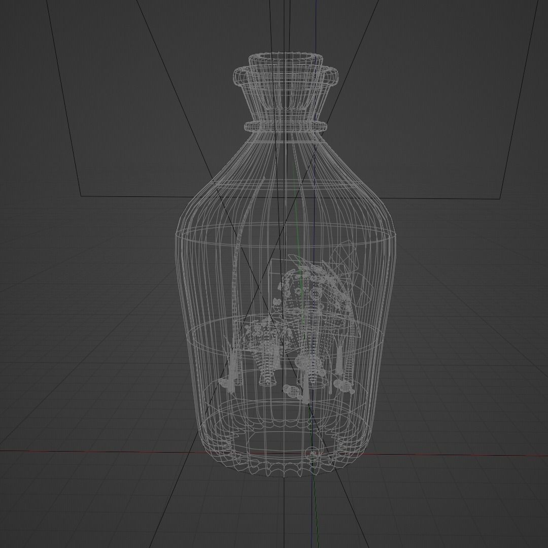 Mushrooms and Rigged Animation Butterfly in Bottle 3D Model 3D model_2