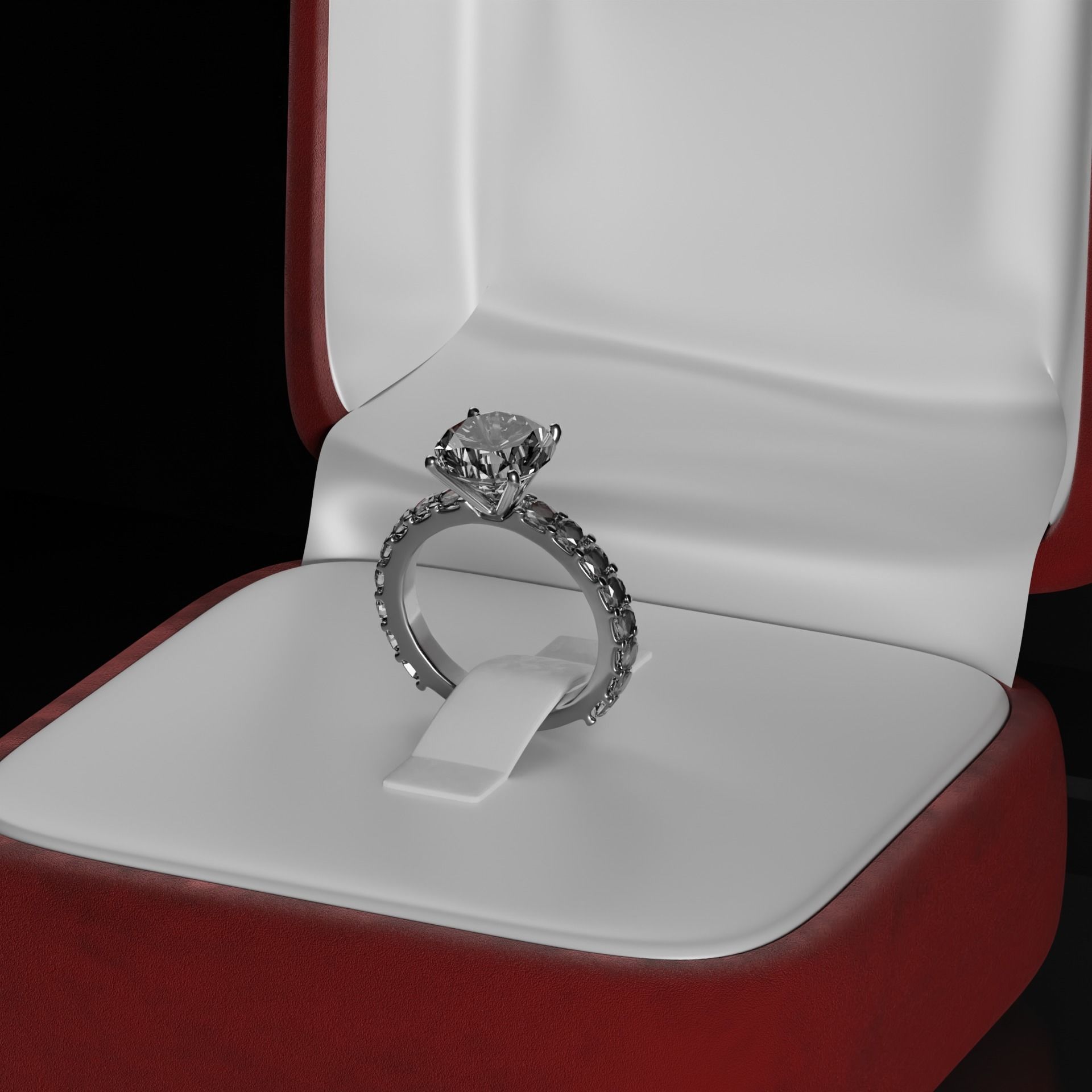  Diamond ring in box Low-poly 3D model_2