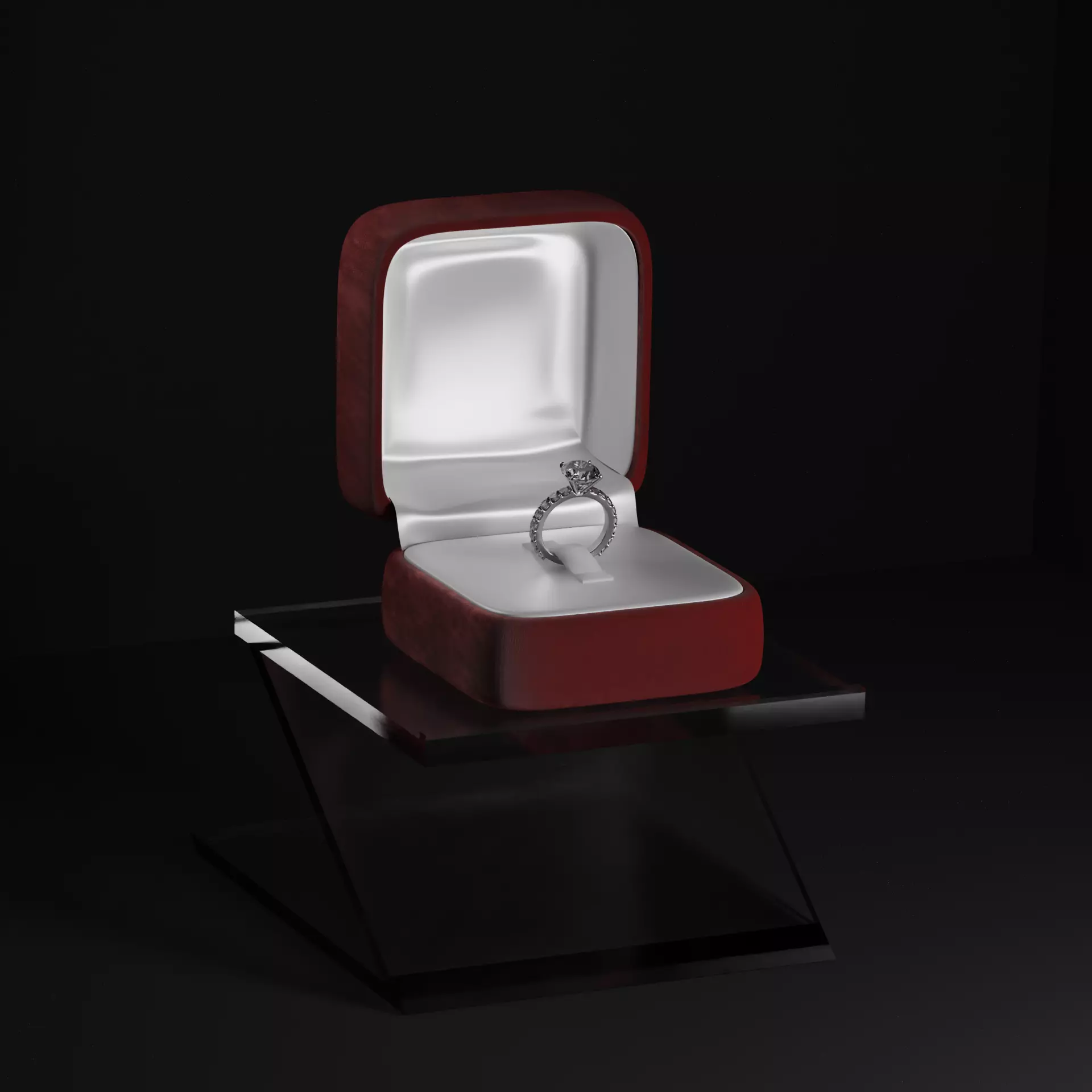  Diamond ring in box Low-poly 3D model_0