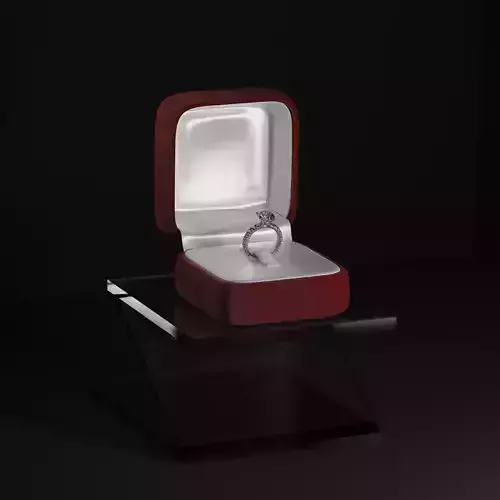  Diamond ring in box Low-poly 3D model