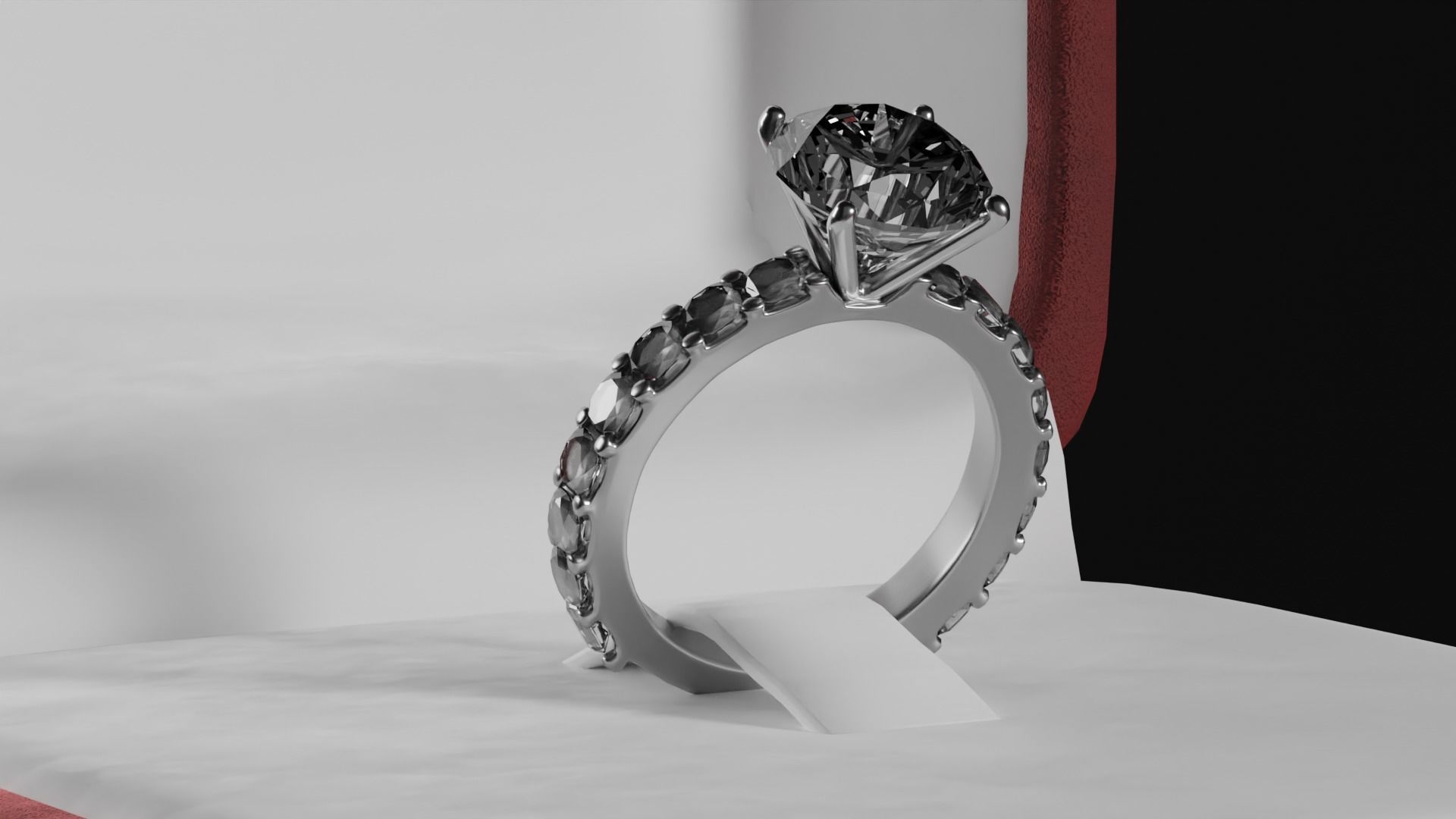  Diamond ring in box Low-poly 3D model_3