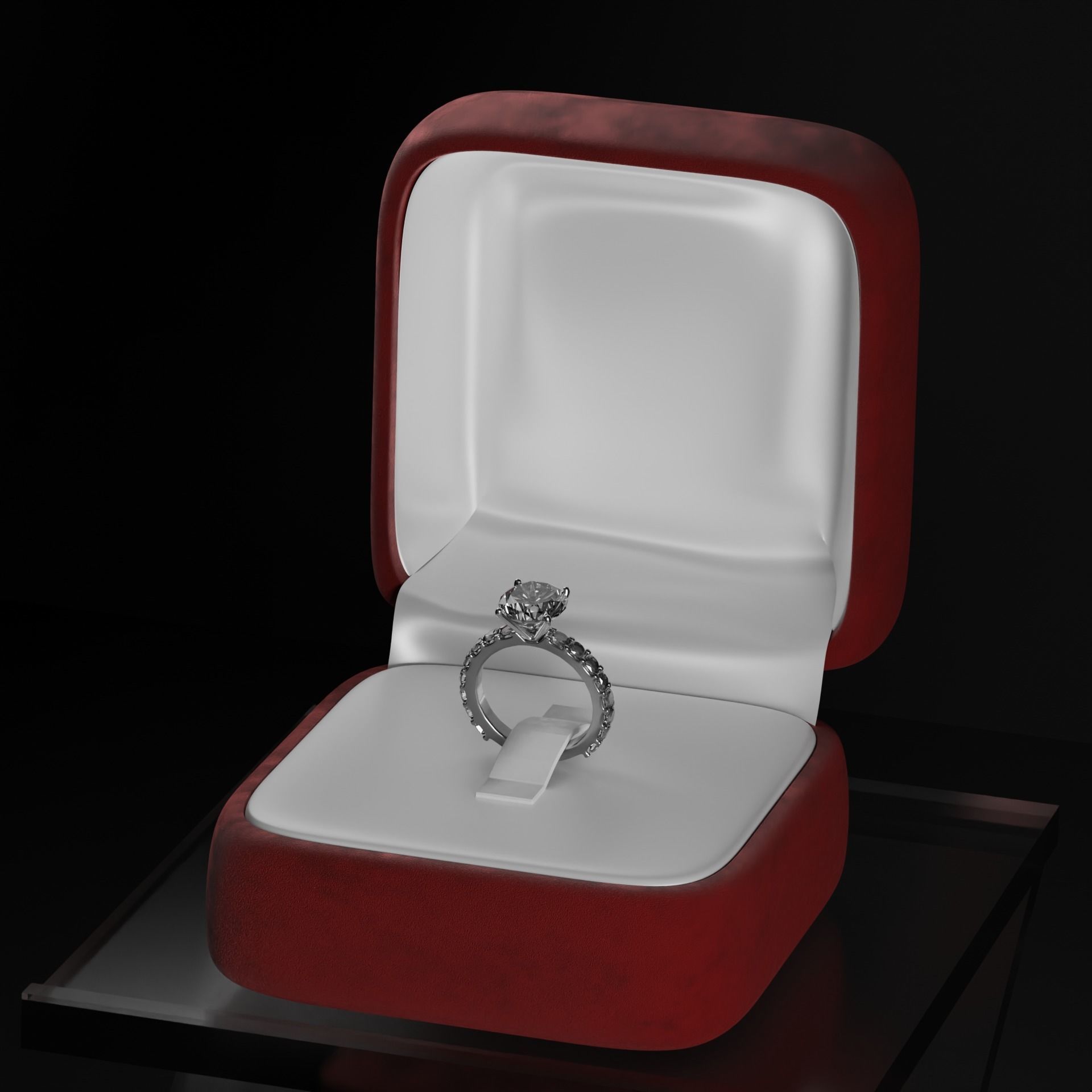  Diamond ring in box Low-poly 3D model_1