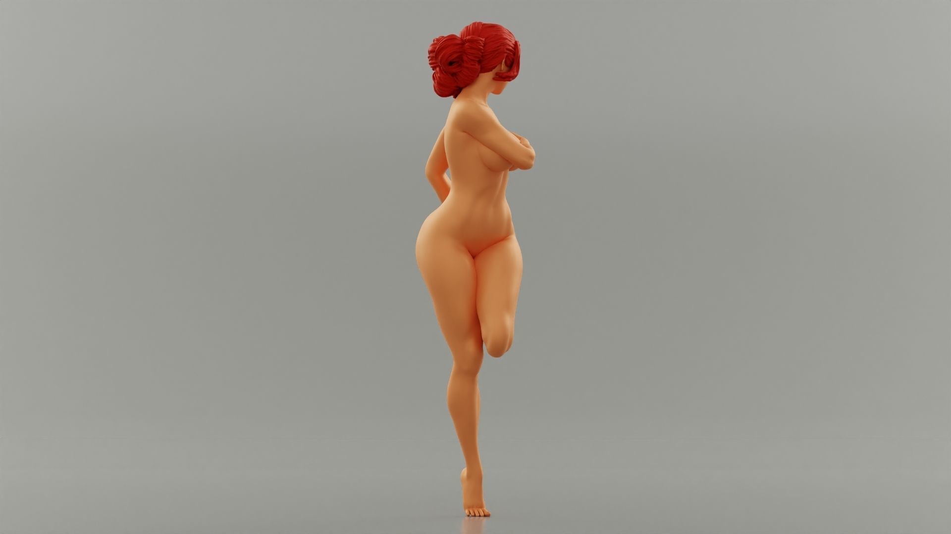 Beautiful young naked woman covering breasts - Pose 3 3D print model_4