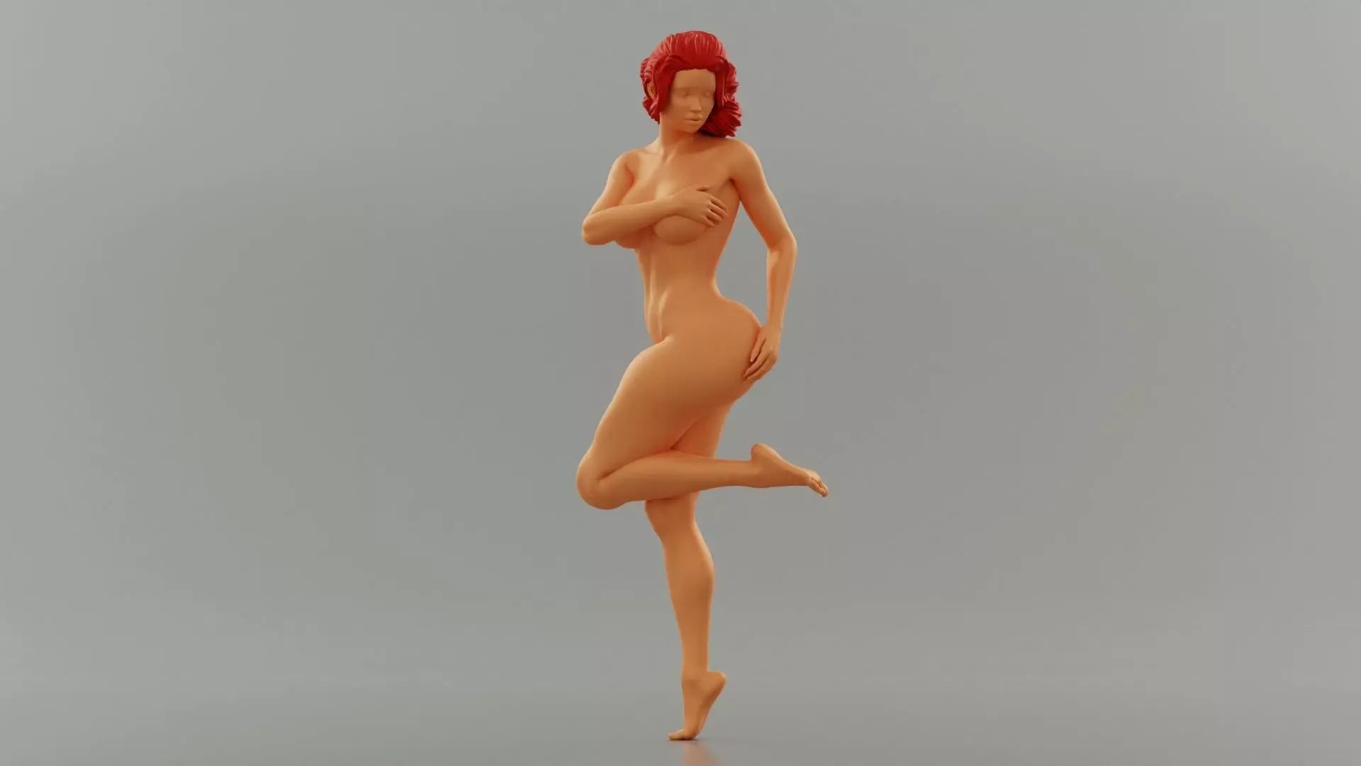 Beautiful young naked woman covering breasts - Pose 3 3D print model_0