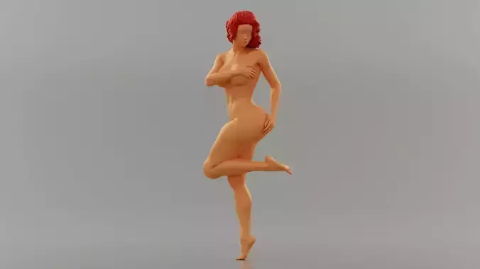 Beautiful young naked woman covering breasts - Pose 3 3D print model