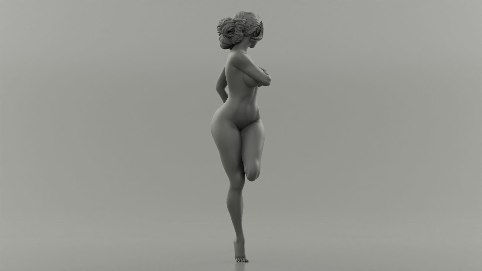 Beautiful young naked woman covering breasts - Pose 3 3D print model_5