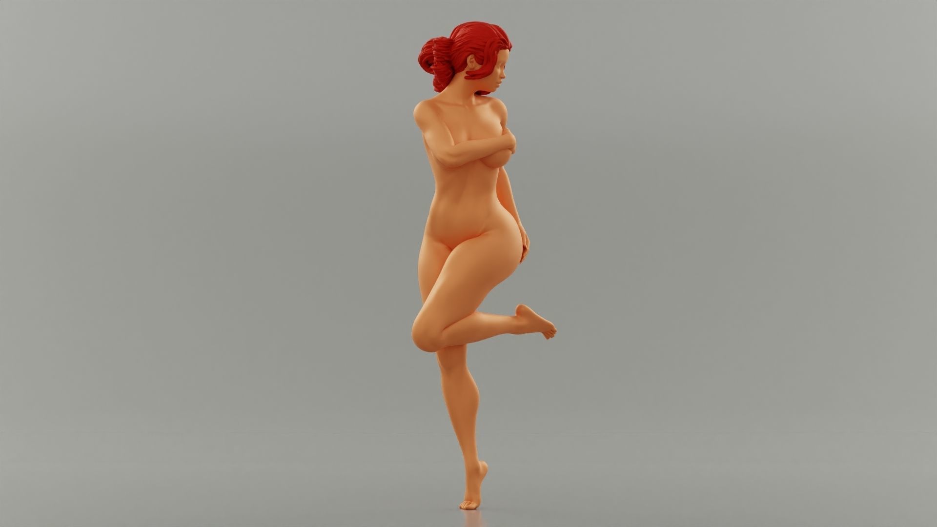 Beautiful young naked woman covering breasts - Pose 3 3D print model_2