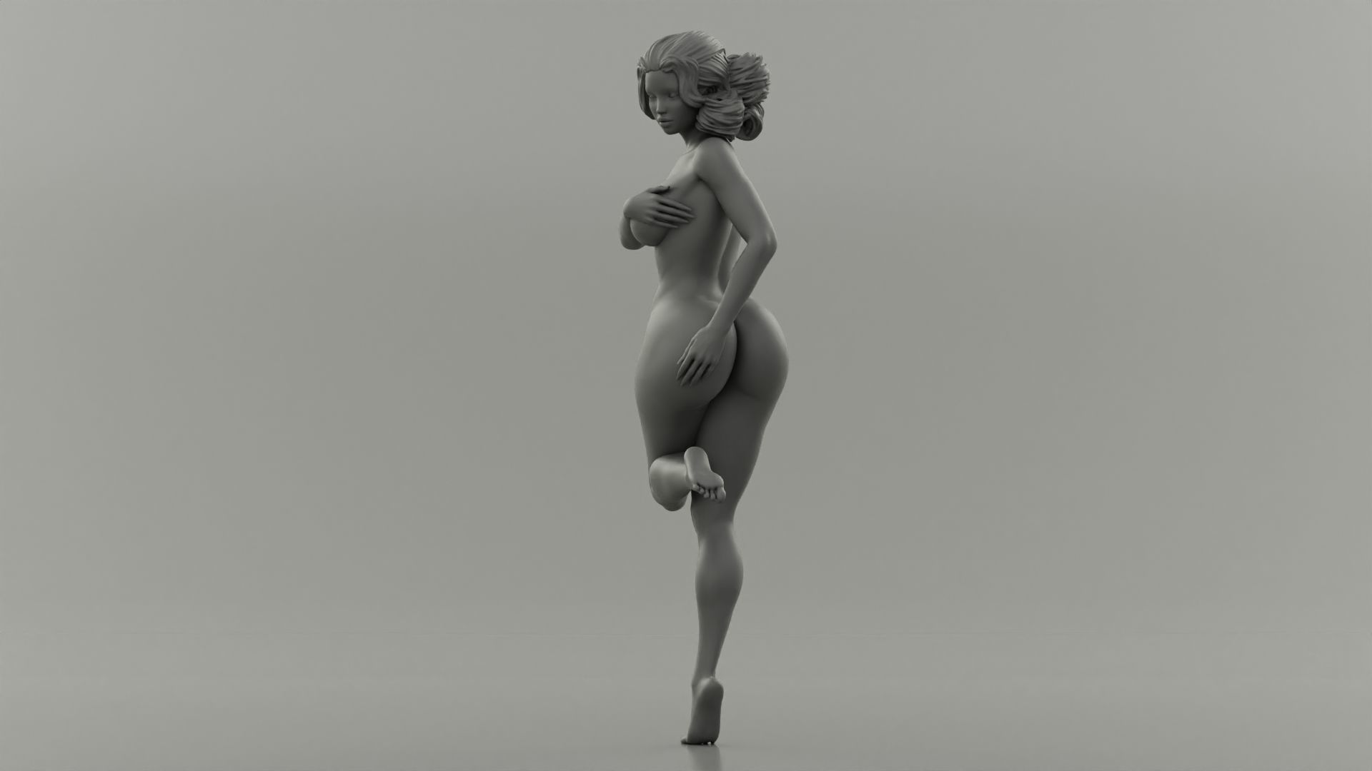 Beautiful young naked woman covering breasts - Pose 3 3D print model_11