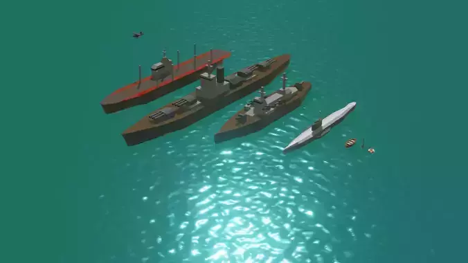 Warships Asset Pack Low Poly