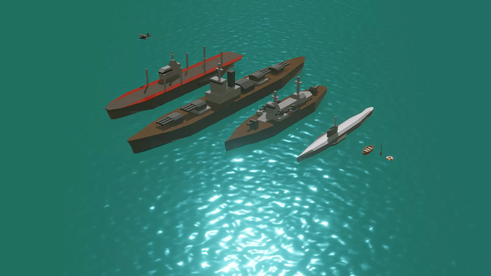 Warships Asset Pack Low Poly Low-poly 3D model