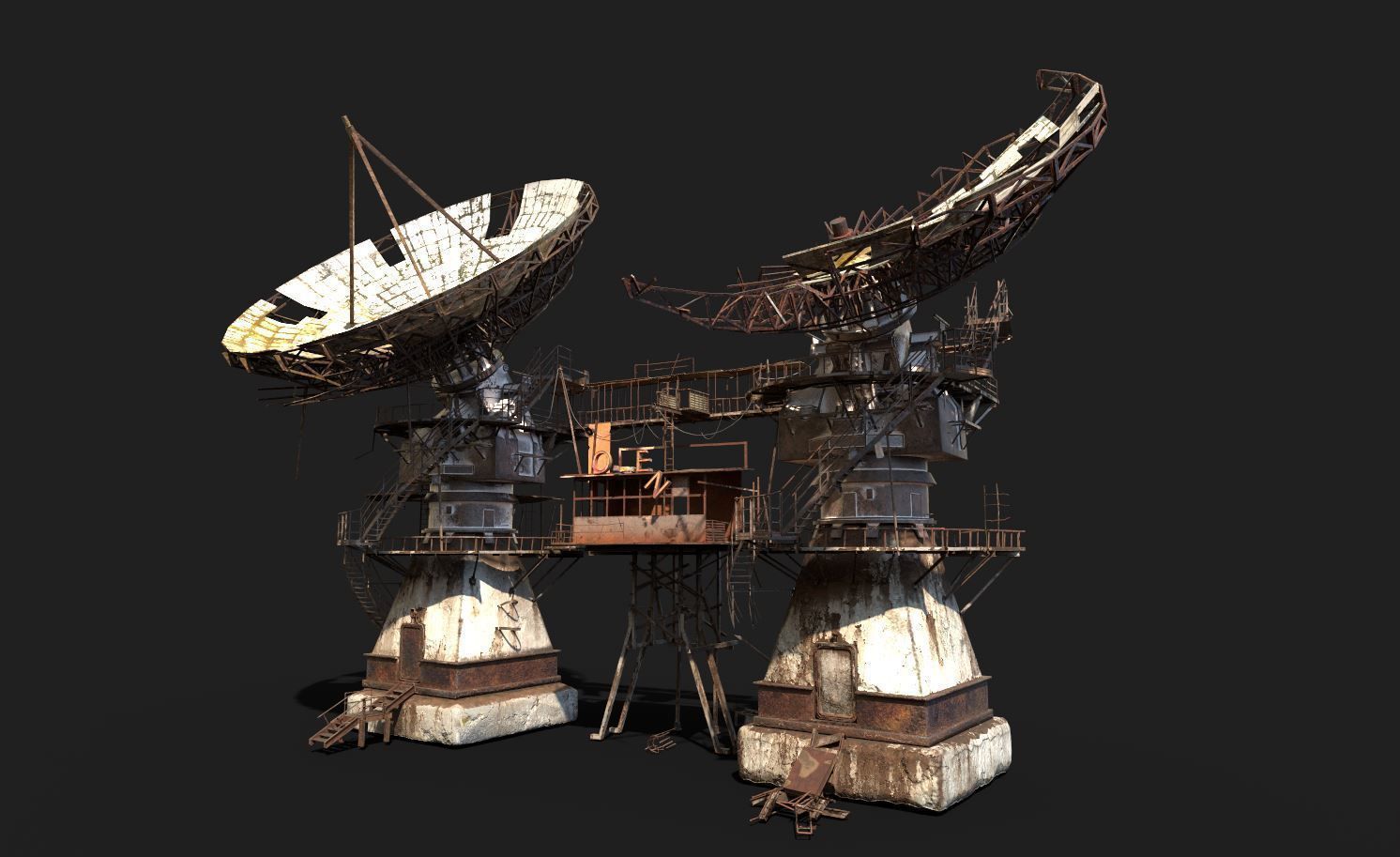 Post-Apocaliptic Radar-Satellite Station Base 3D model_13