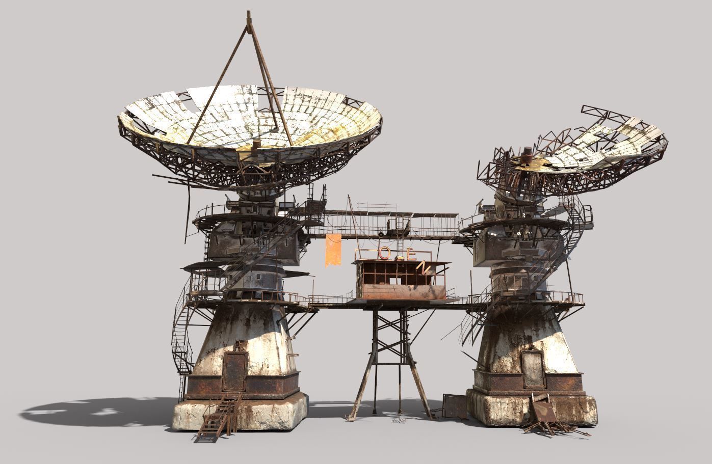 Post-Apocaliptic Radar-Satellite Station Base 3D model_1