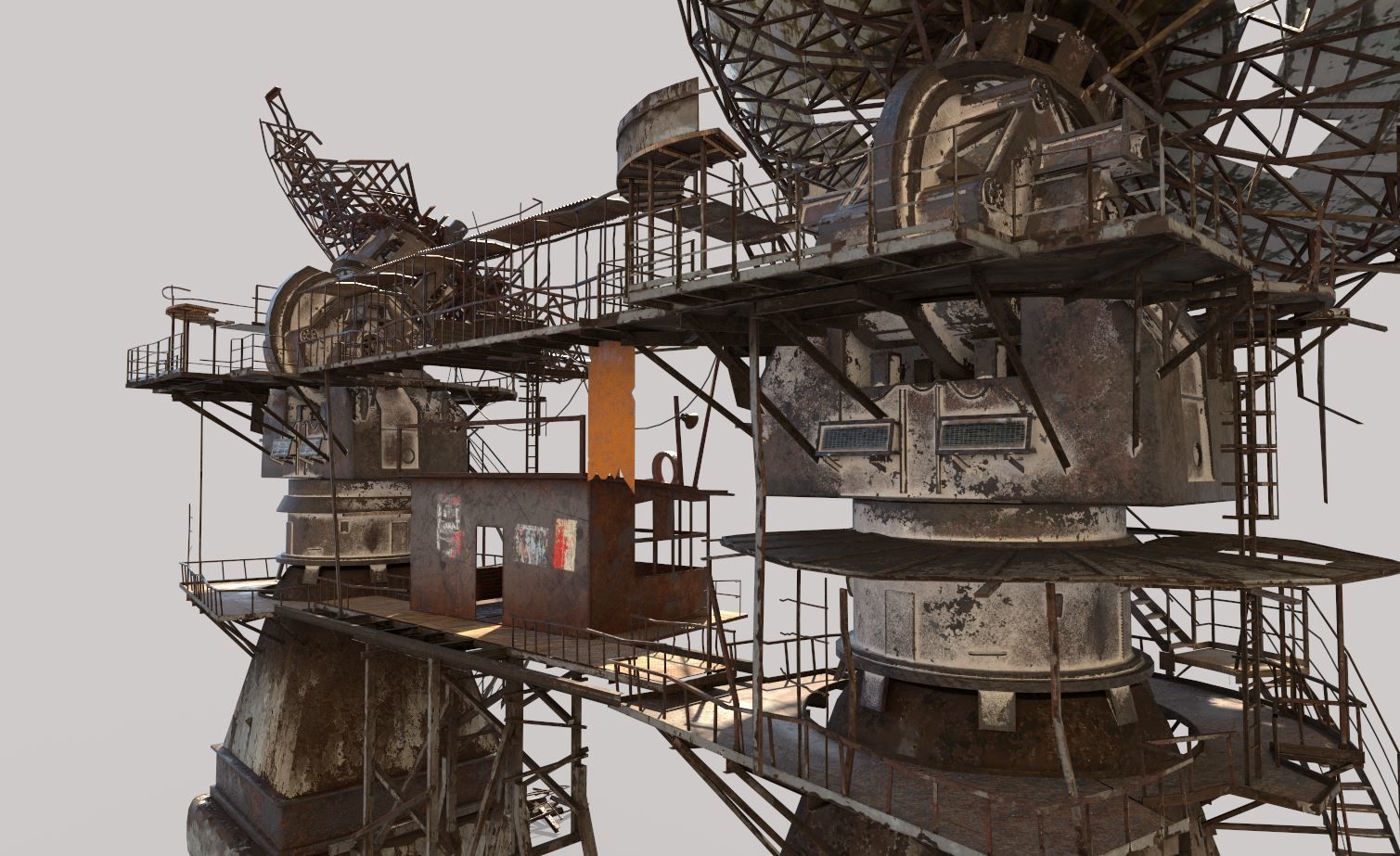 Post-Apocaliptic Radar-Satellite Station Base 3D model_4