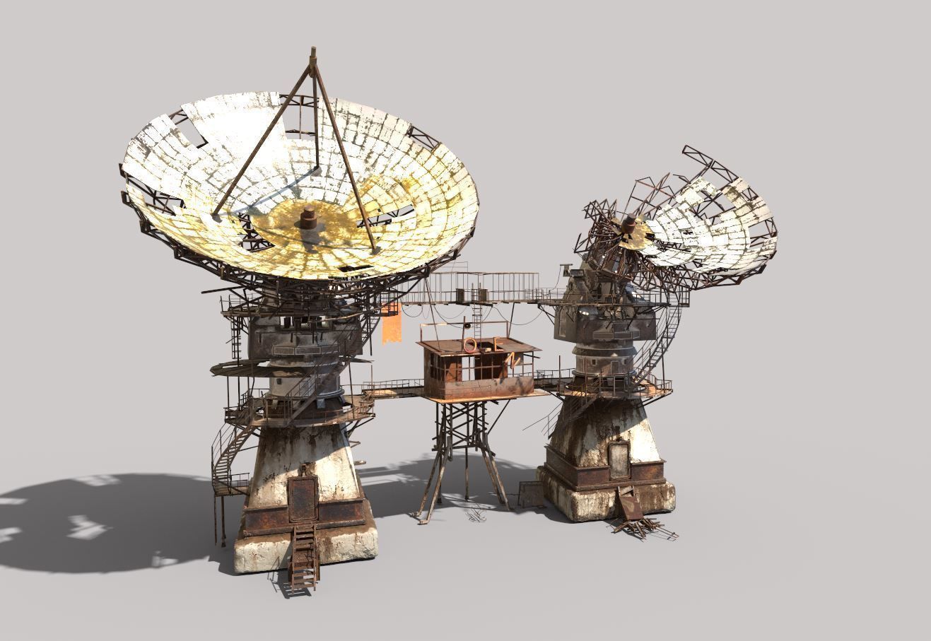Post-Apocaliptic Radar-Satellite Station Base 3D model_5