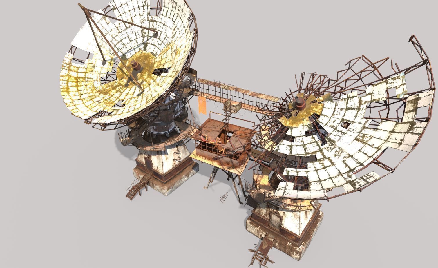 Post-Apocaliptic Radar-Satellite Station Base 3D model_3