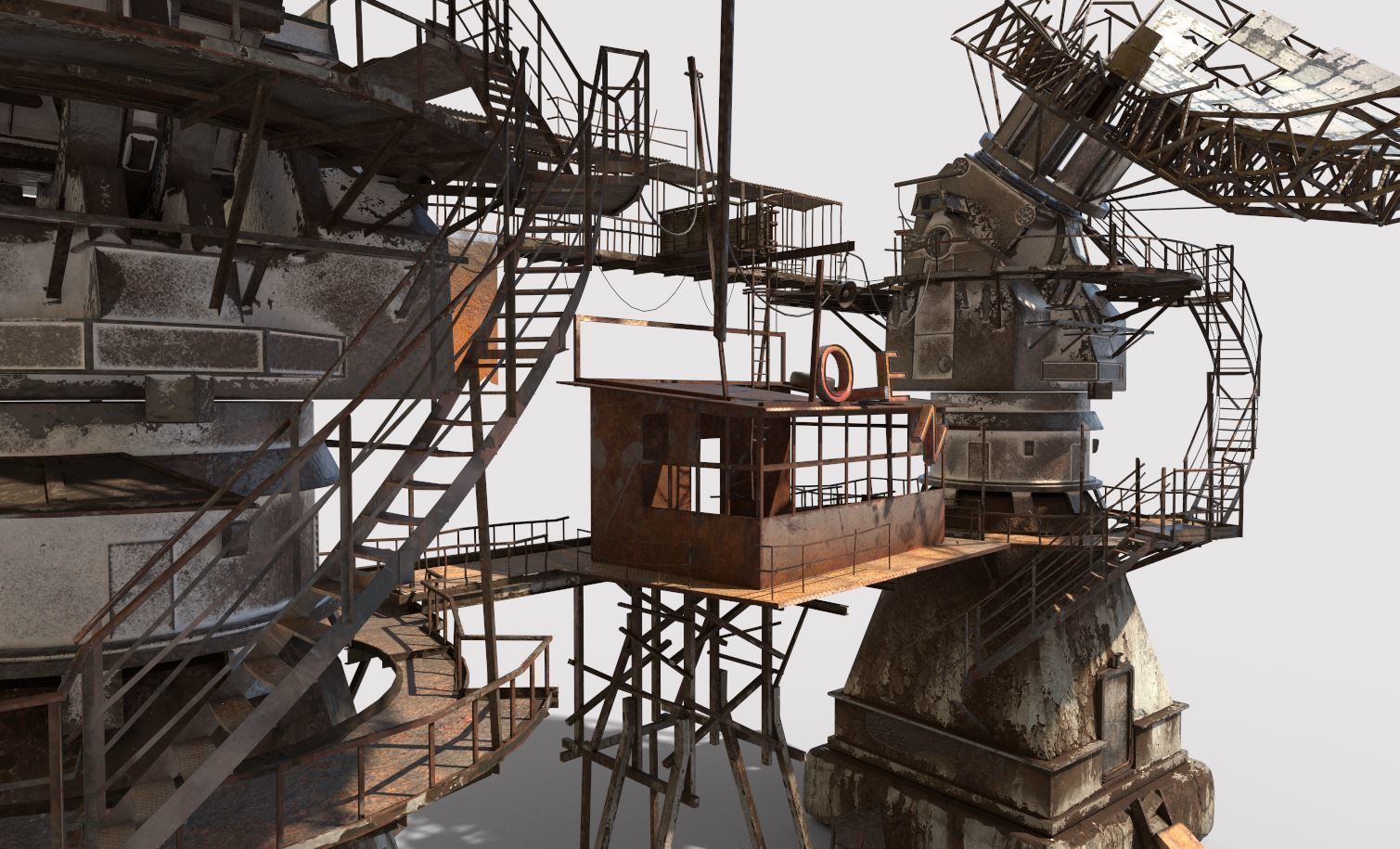 Post-Apocaliptic Radar-Satellite Station Base 3D model_2