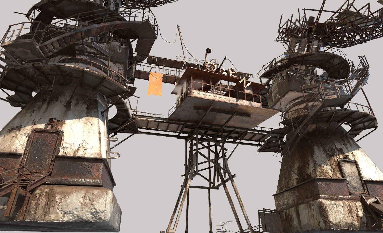 Post-Apocaliptic Radar-Satellite Station Base 3D model_11