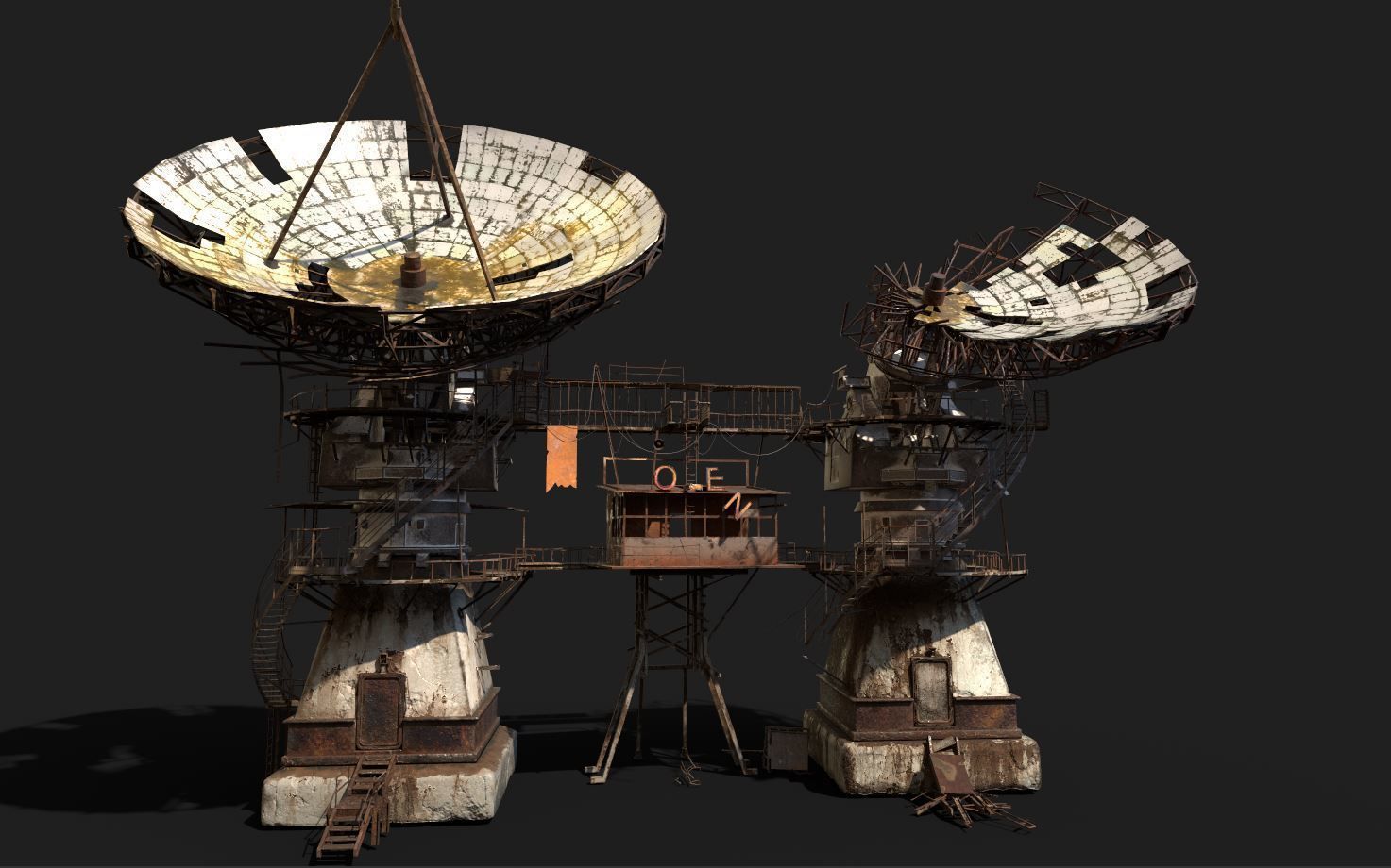 Post-Apocaliptic Radar-Satellite Station Base 3D model_14