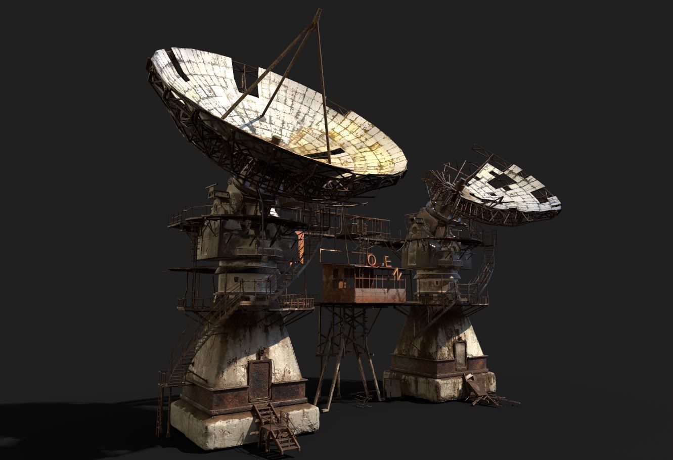 Post-Apocaliptic Radar-Satellite Station Base 3D model_12