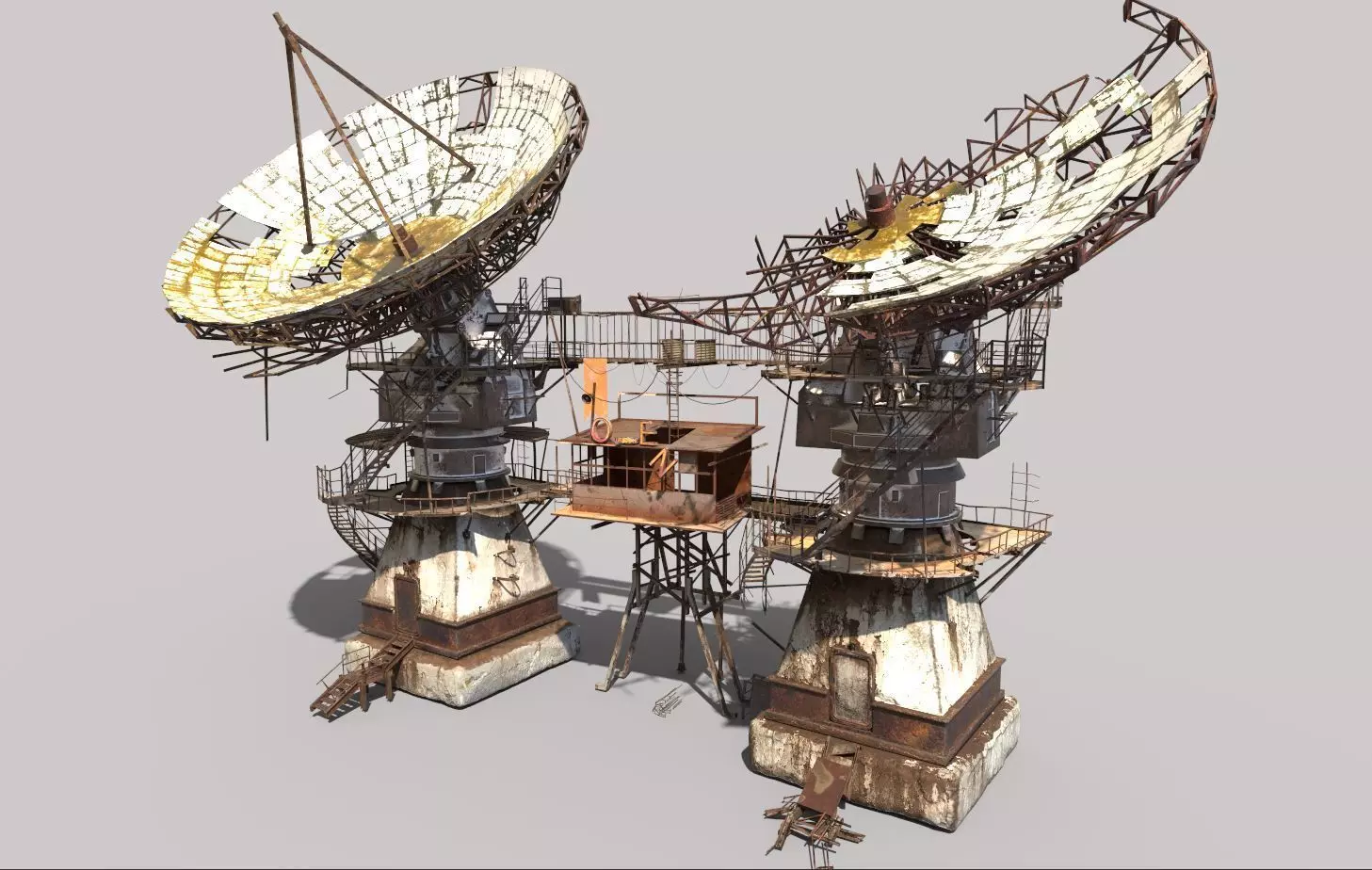 Post-Apocaliptic Radar-Satellite Station Base 3D model_0