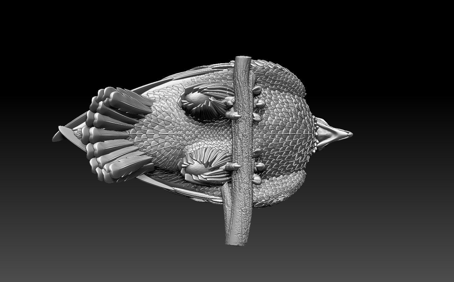 eagle on branch 3D print model_18