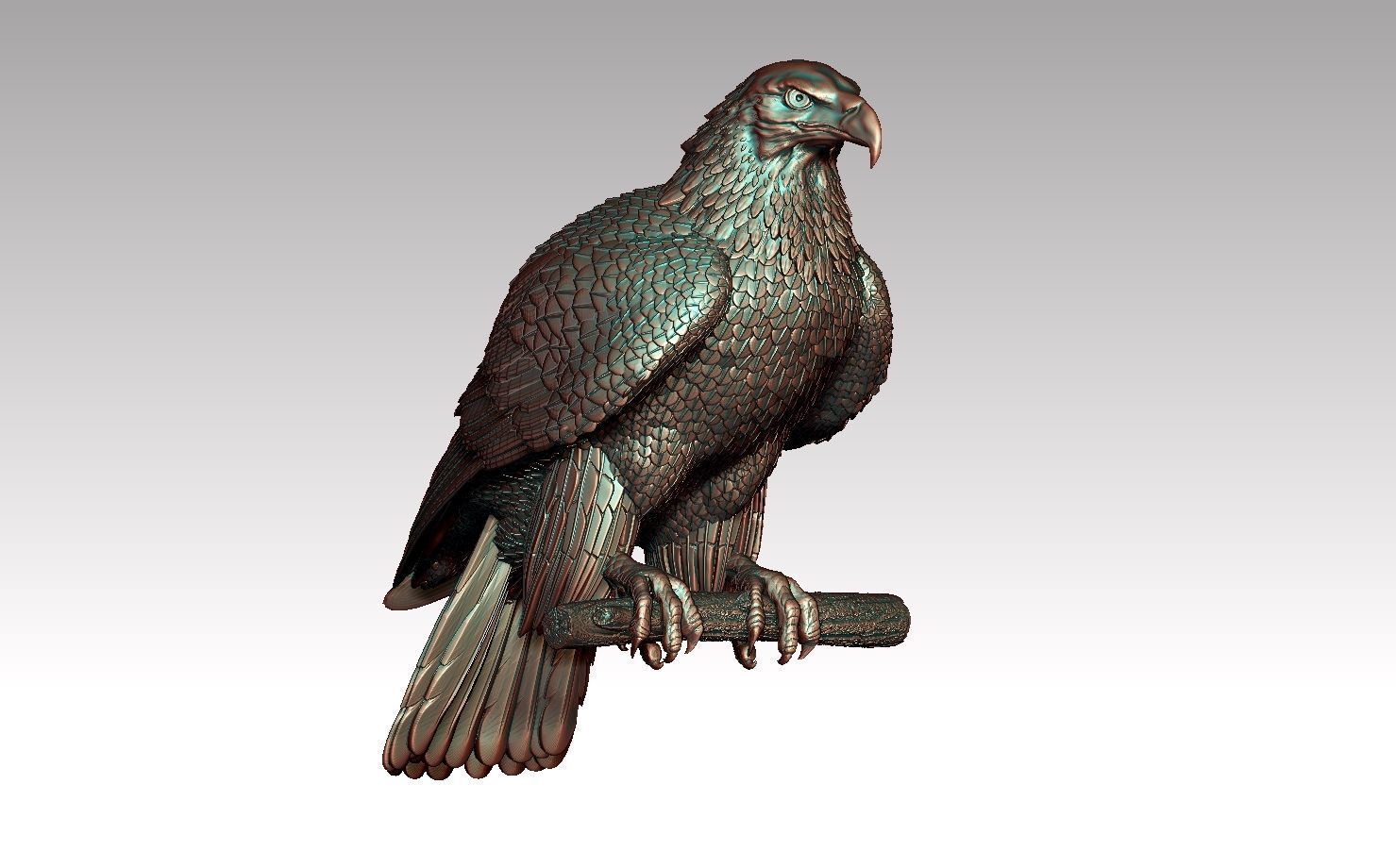 eagle on branch 3D print model_1