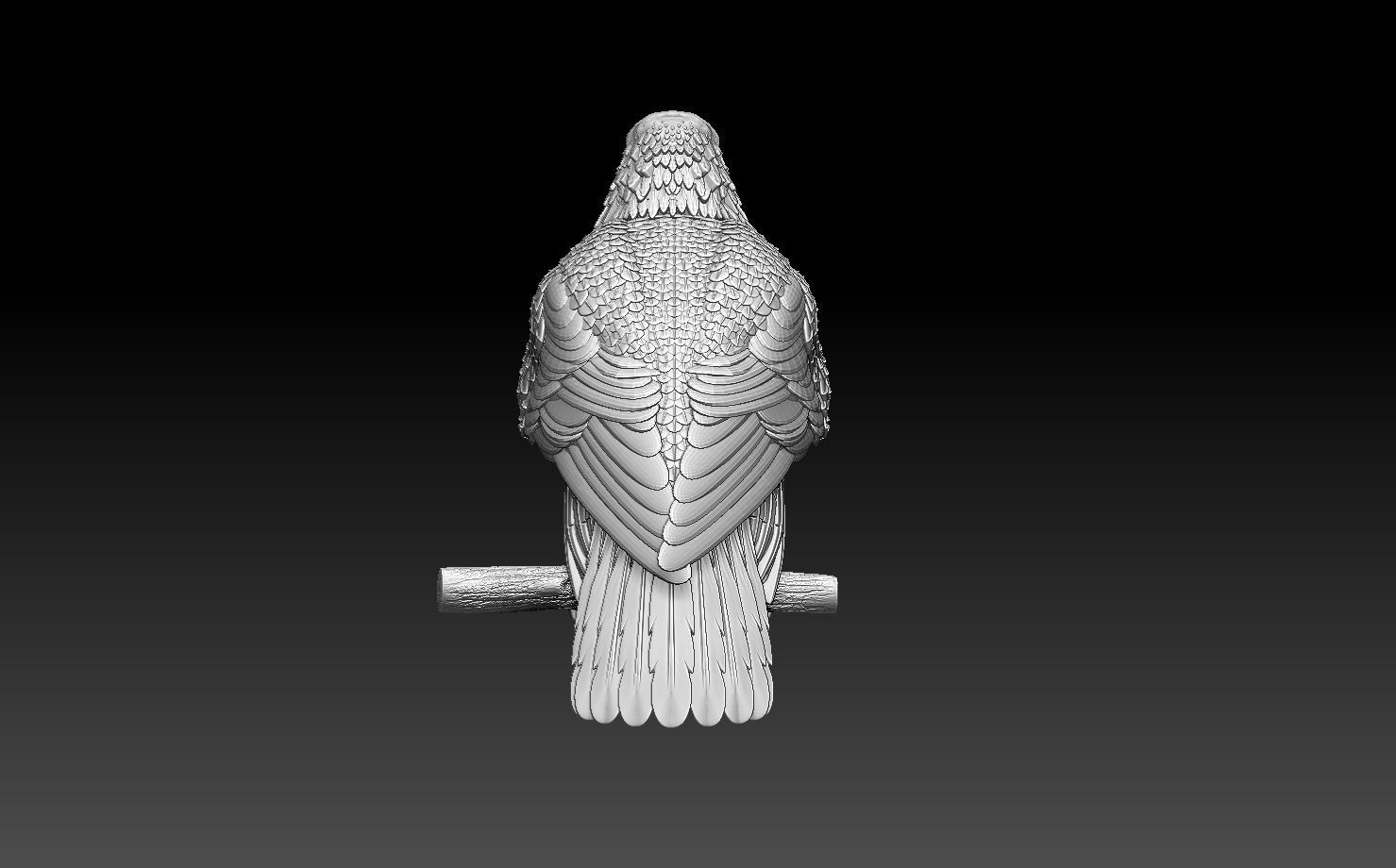 eagle on branch 3D print model_24