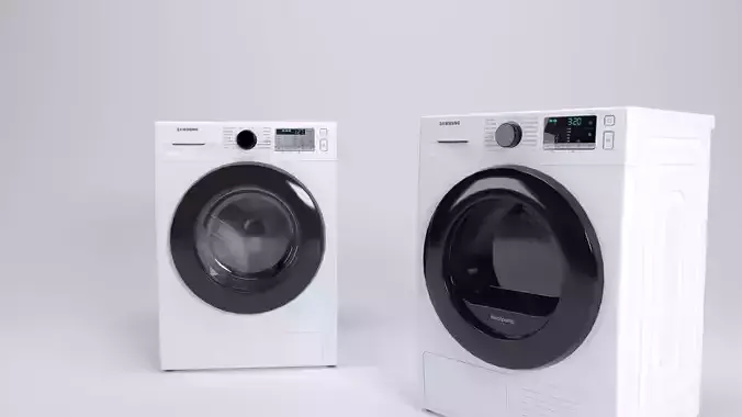 SAMSUNG washer WW80TA026AH and dryer DV80TA020AE machine 3D model