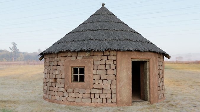 Round Hut  Low-poly 3D model 2