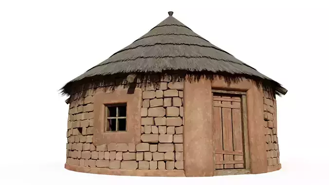 Round Hut  Low-poly 3D model