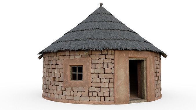 Round Hut  Low-poly 3D model 4