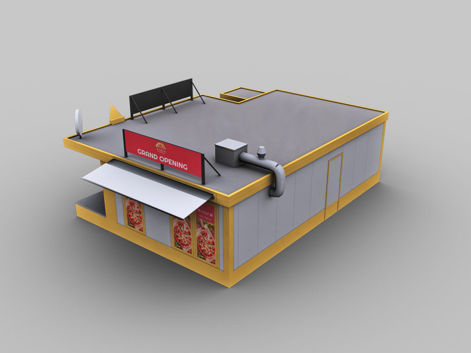 Pizza Shop Low-poly 3D model_2