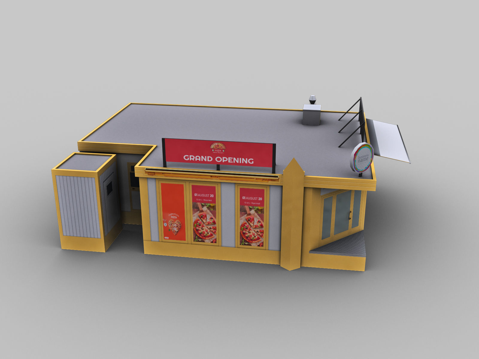 Pizza Shop Low-poly 3D model_1