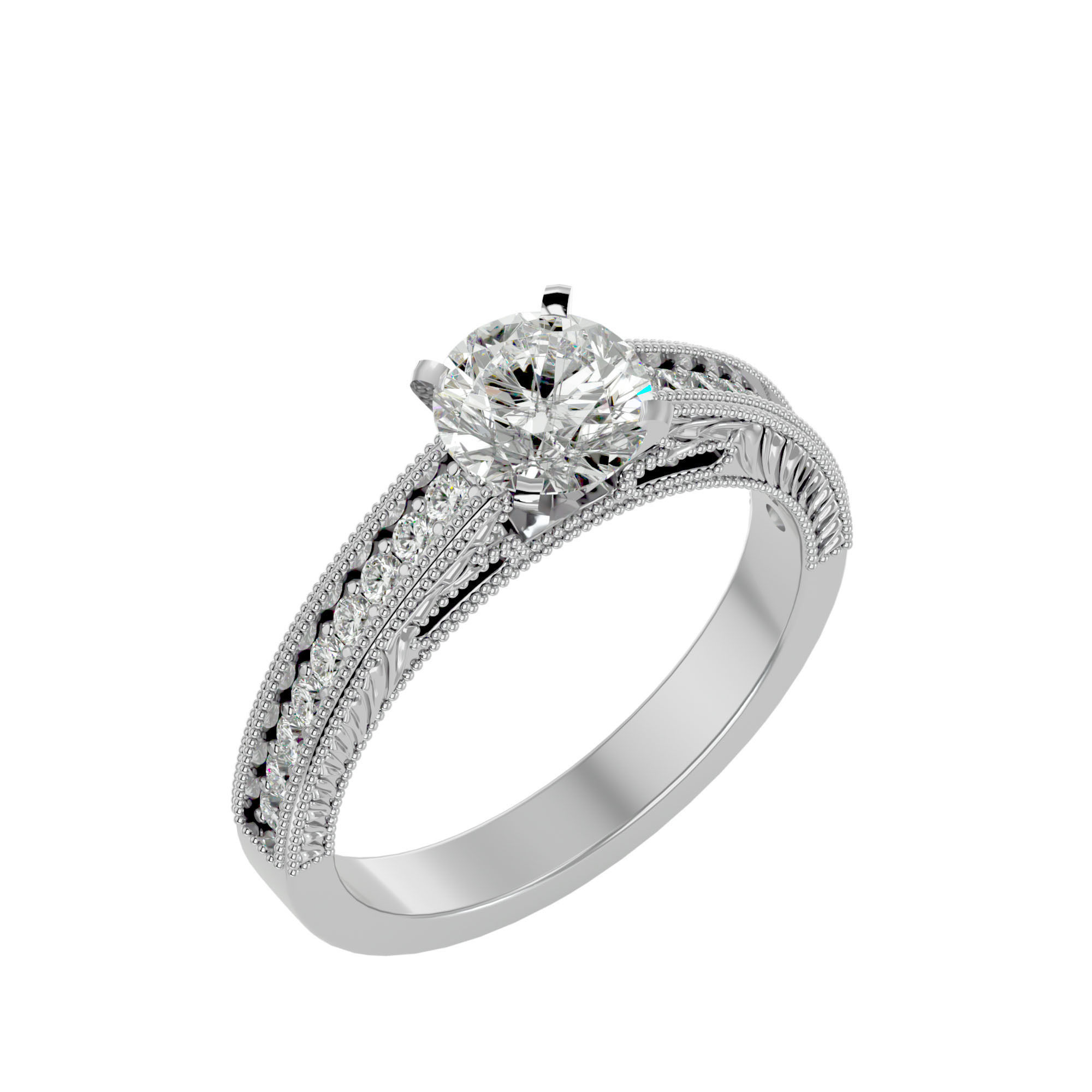 Solitaire ring model 3D print model_10