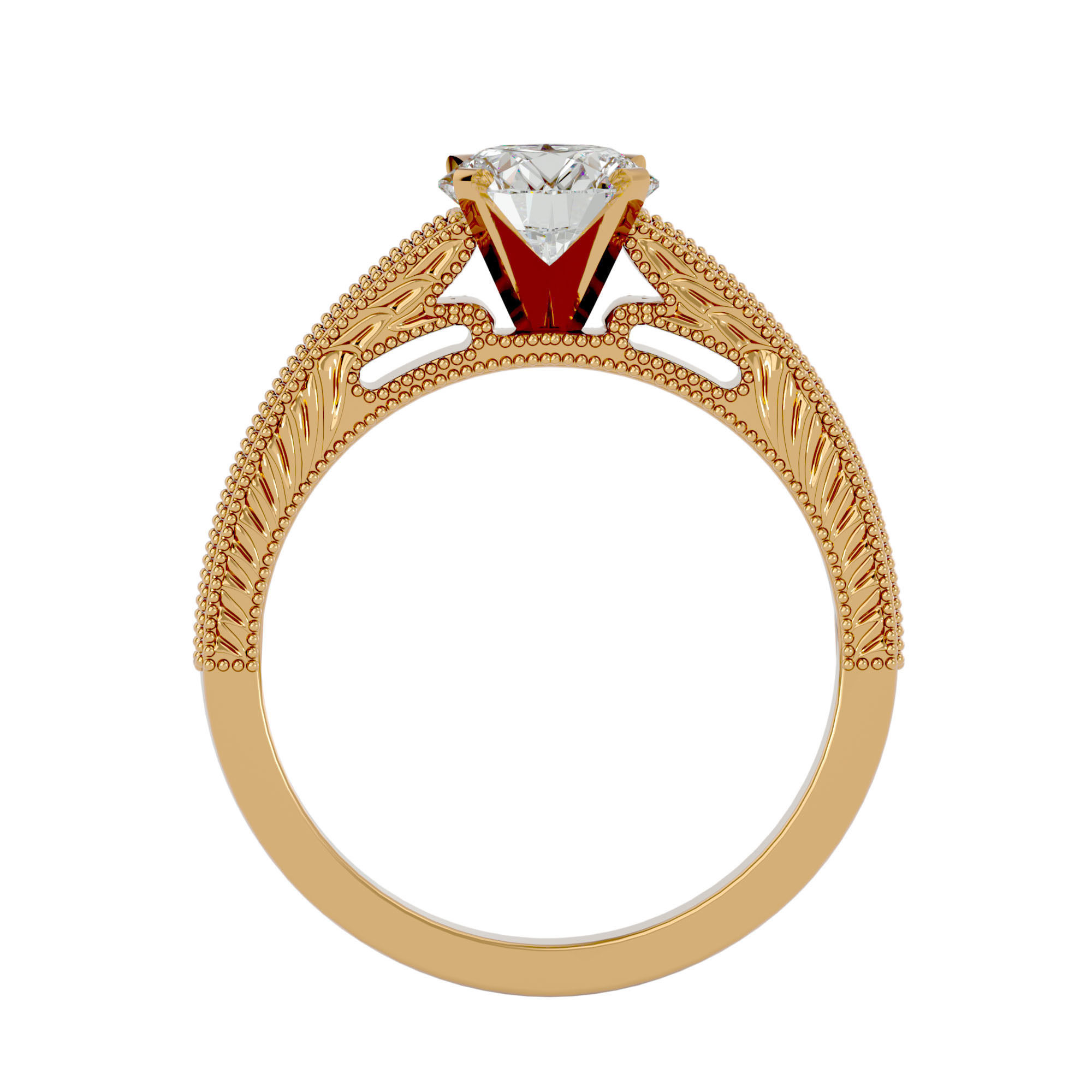 Solitaire ring model 3D print model_5