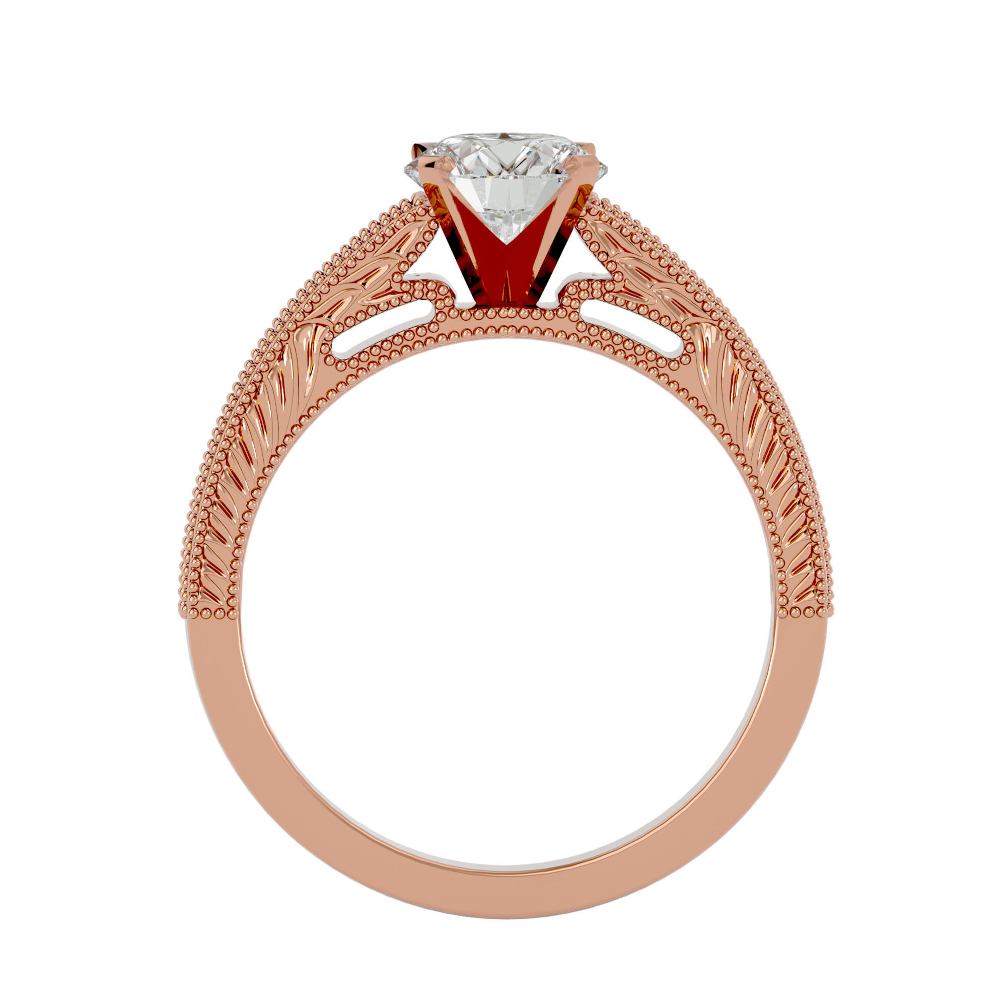Solitaire ring model 3D print model_6