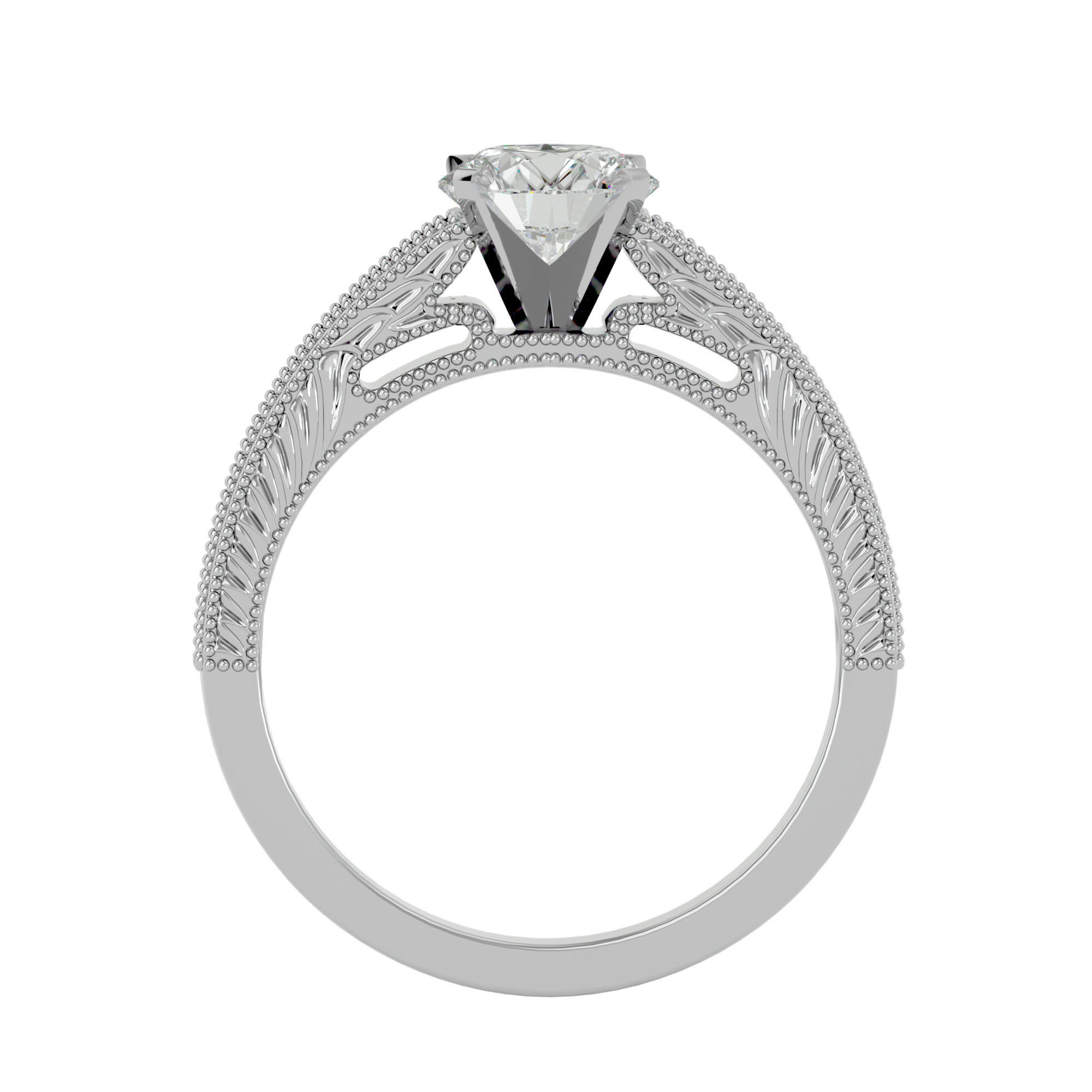 Solitaire ring model 3D print model_4