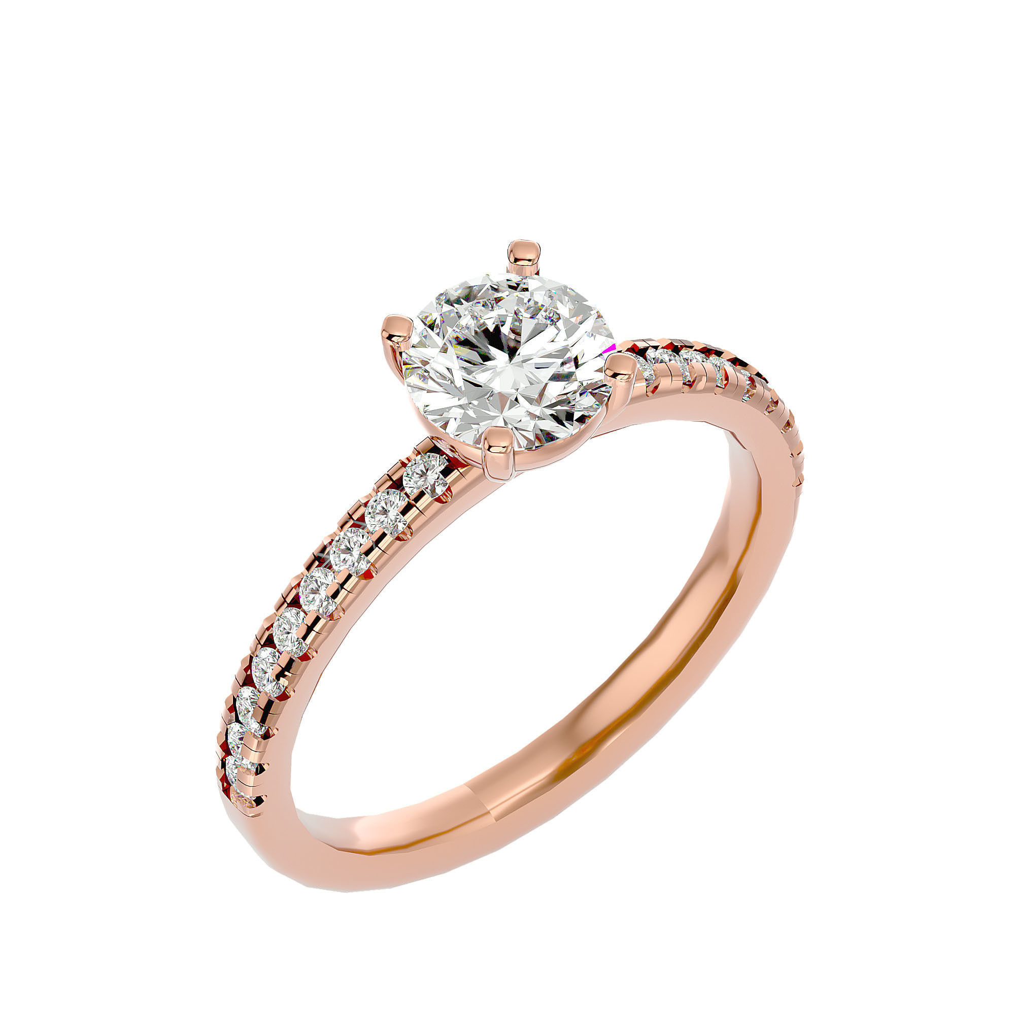 Solitaire ring model 3D print model_12