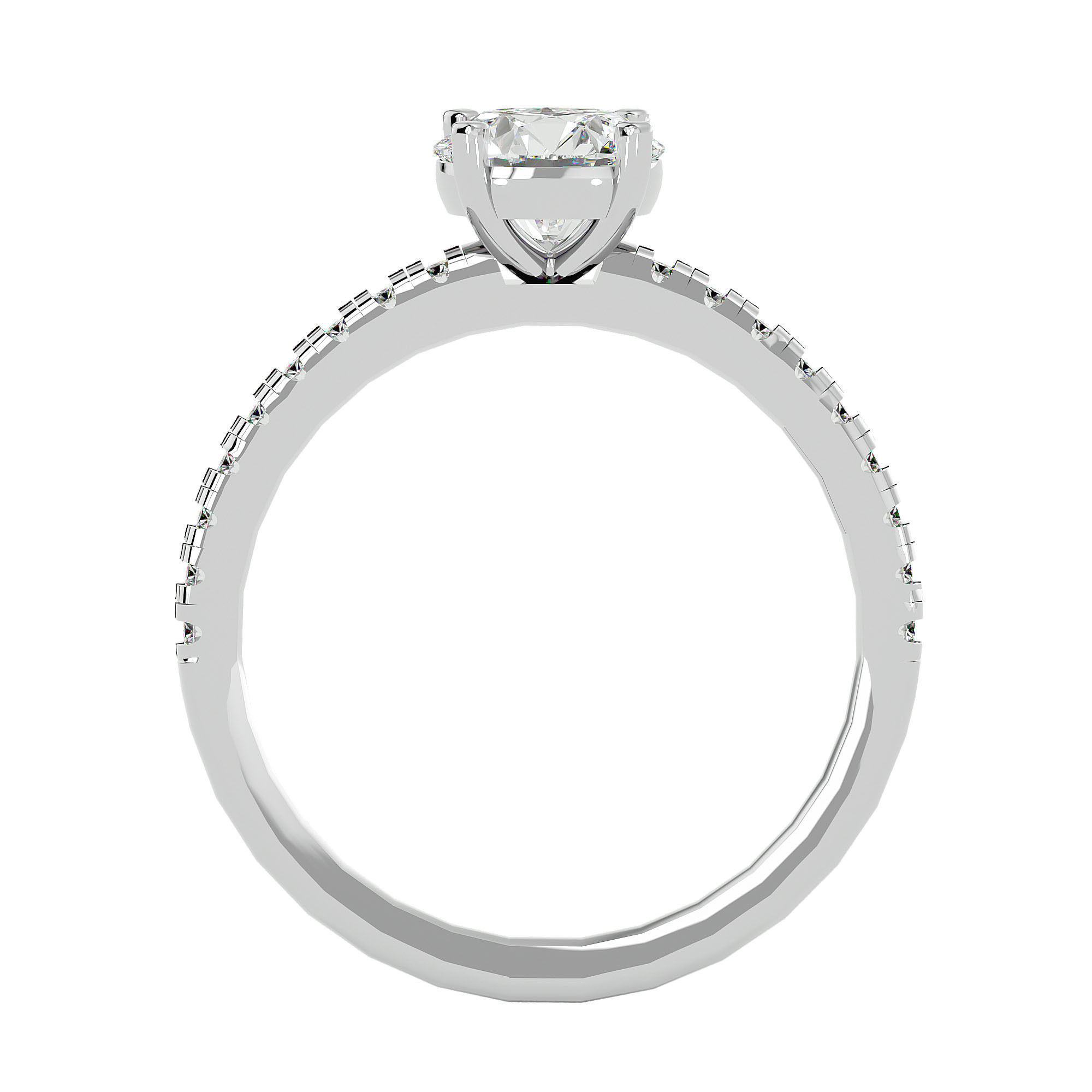 Solitaire ring model 3D print model_4