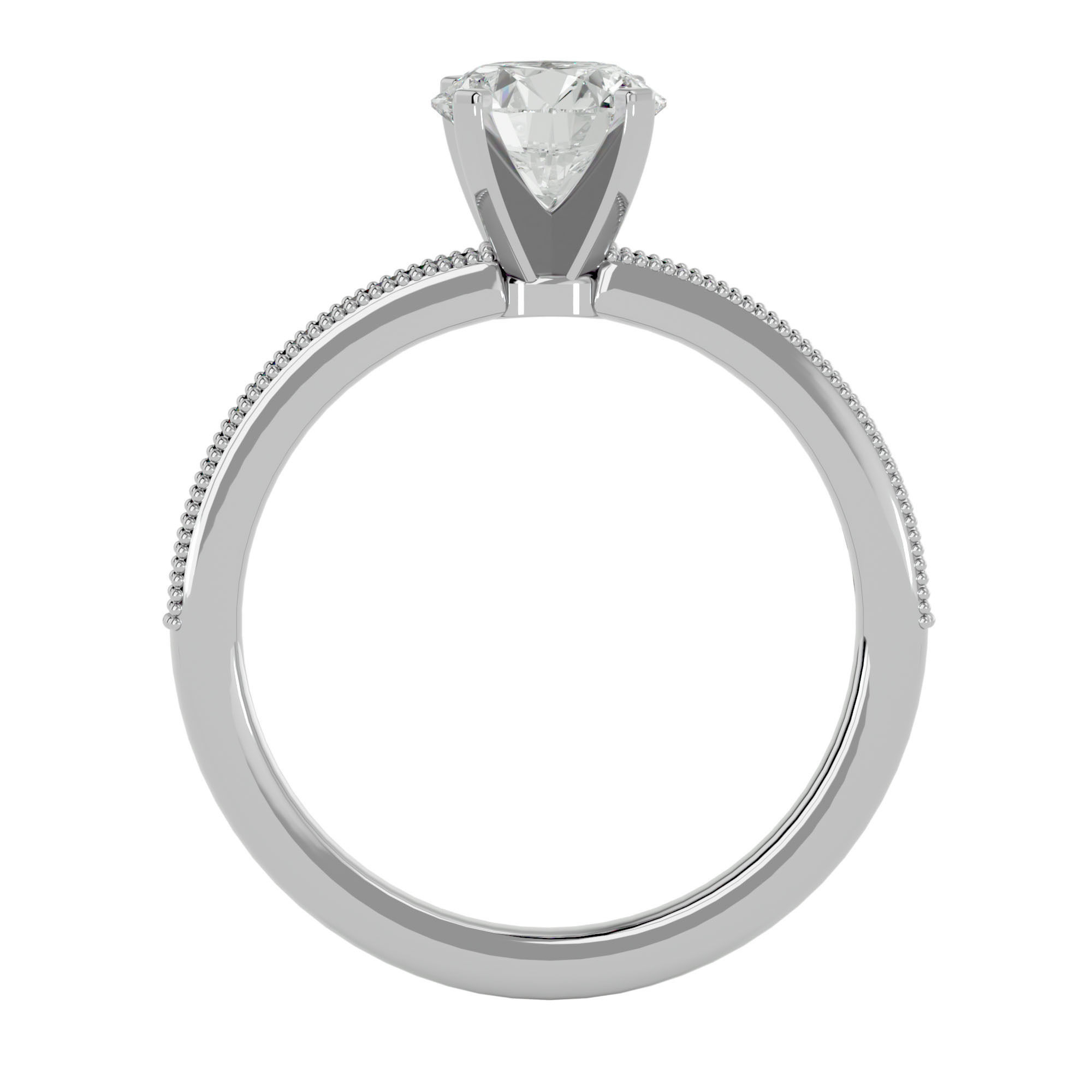 Solitaire ring model 3D print model_4