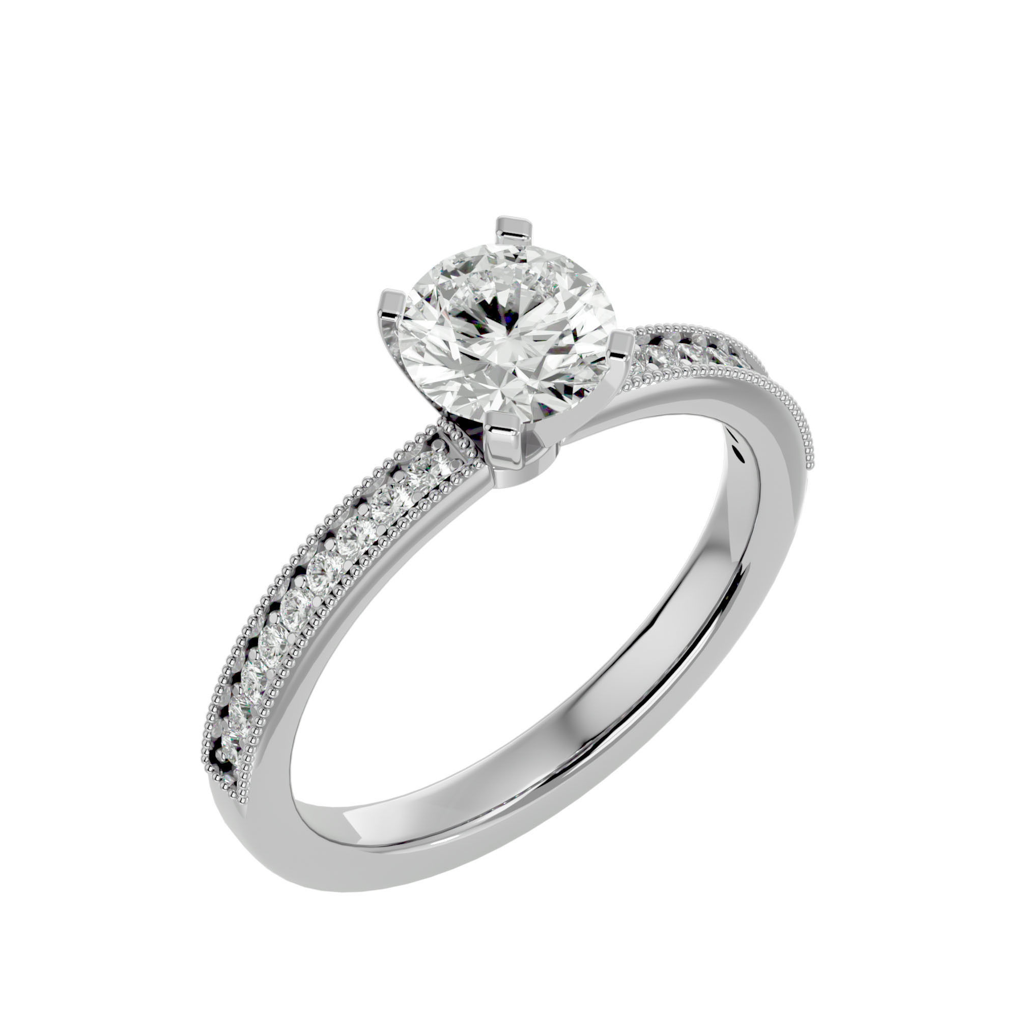 Solitaire ring model 3D print model_10