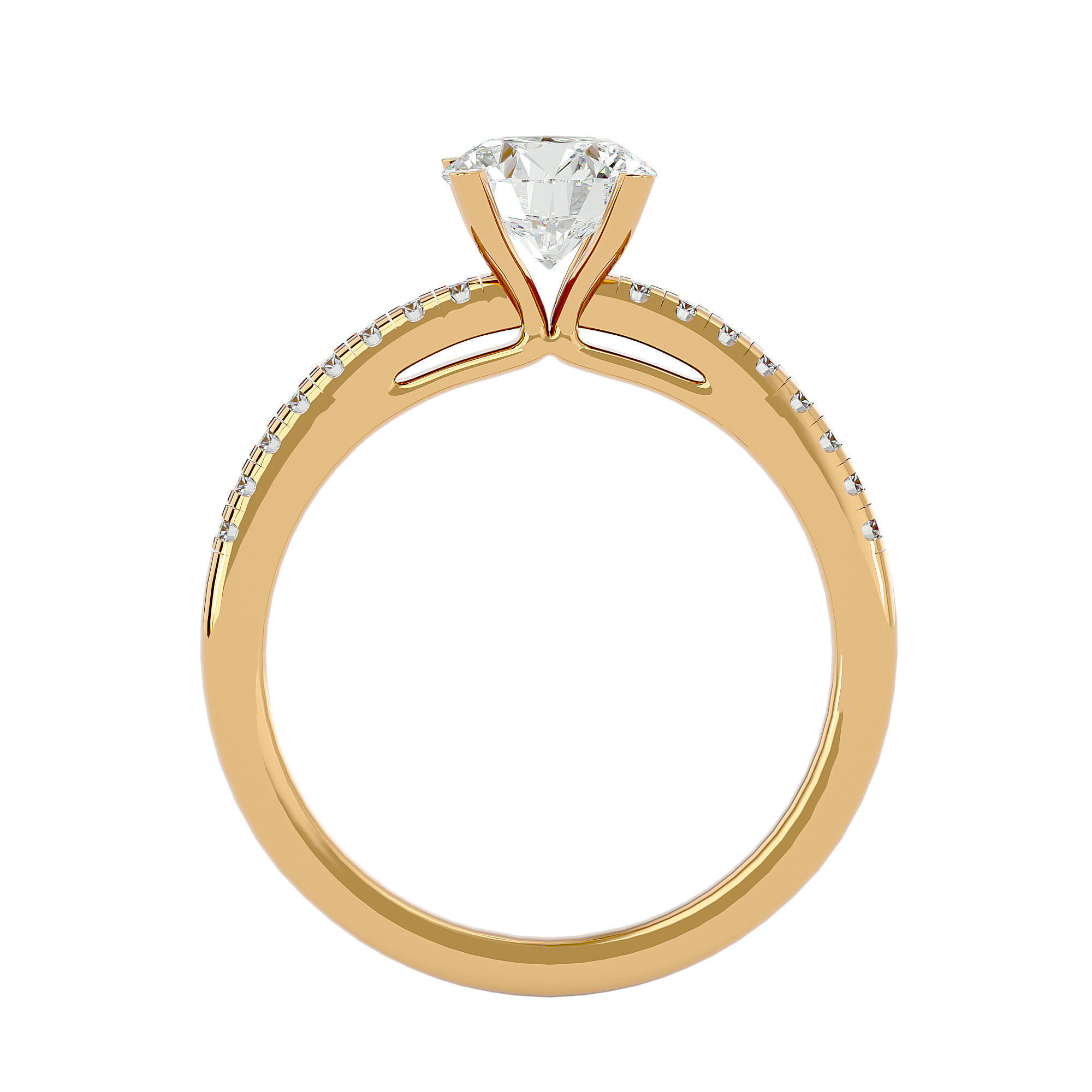 Solitaire ring model 3D print model_4