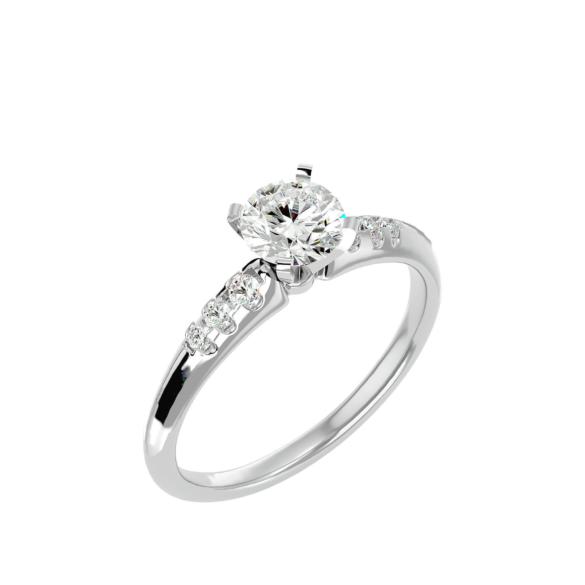 Solitaire ring model 3D print model_10