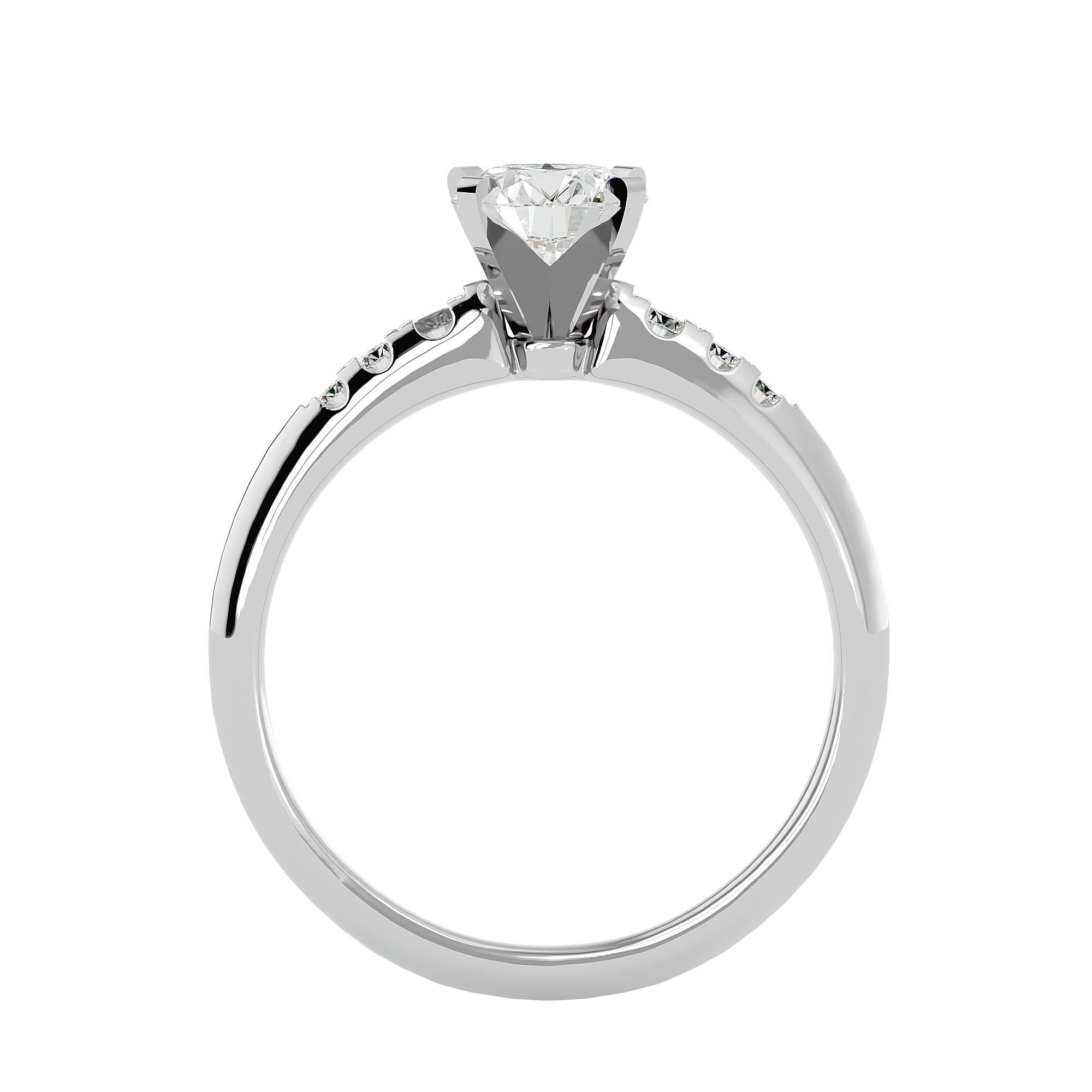 Solitaire ring model 3D print model_4
