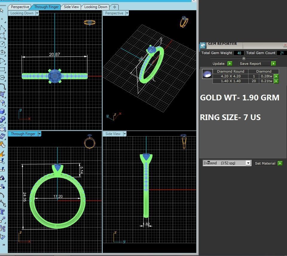 Solitaire ring model 3D print model_4