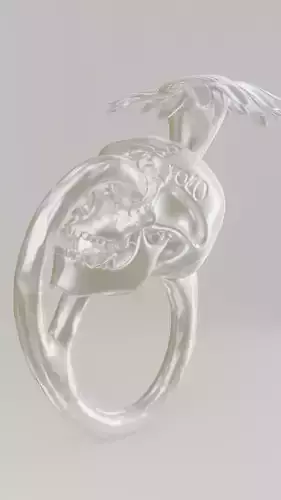 skull flower ring 3D print - REMAKE 3D print model